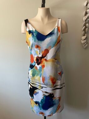 Frank Lyman Design Sheath Midi Dress Sleeveless Cocktail Abstract Size 6